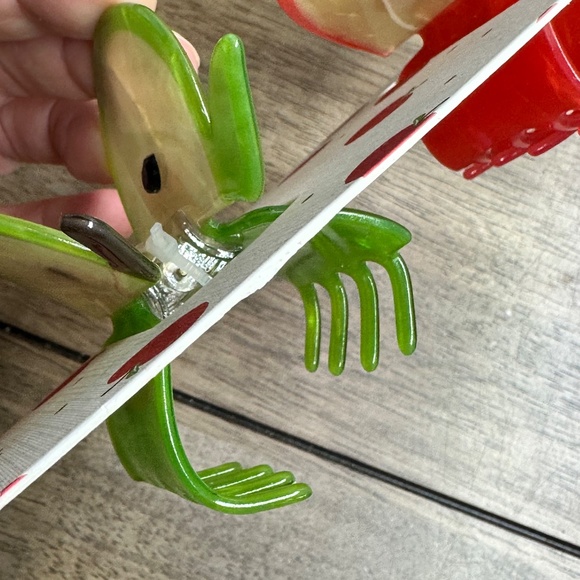 NWT Piper K Green and Red Apple Large Claw Hair Clips, School, Teacher, Orchard - Picture 6 of 6